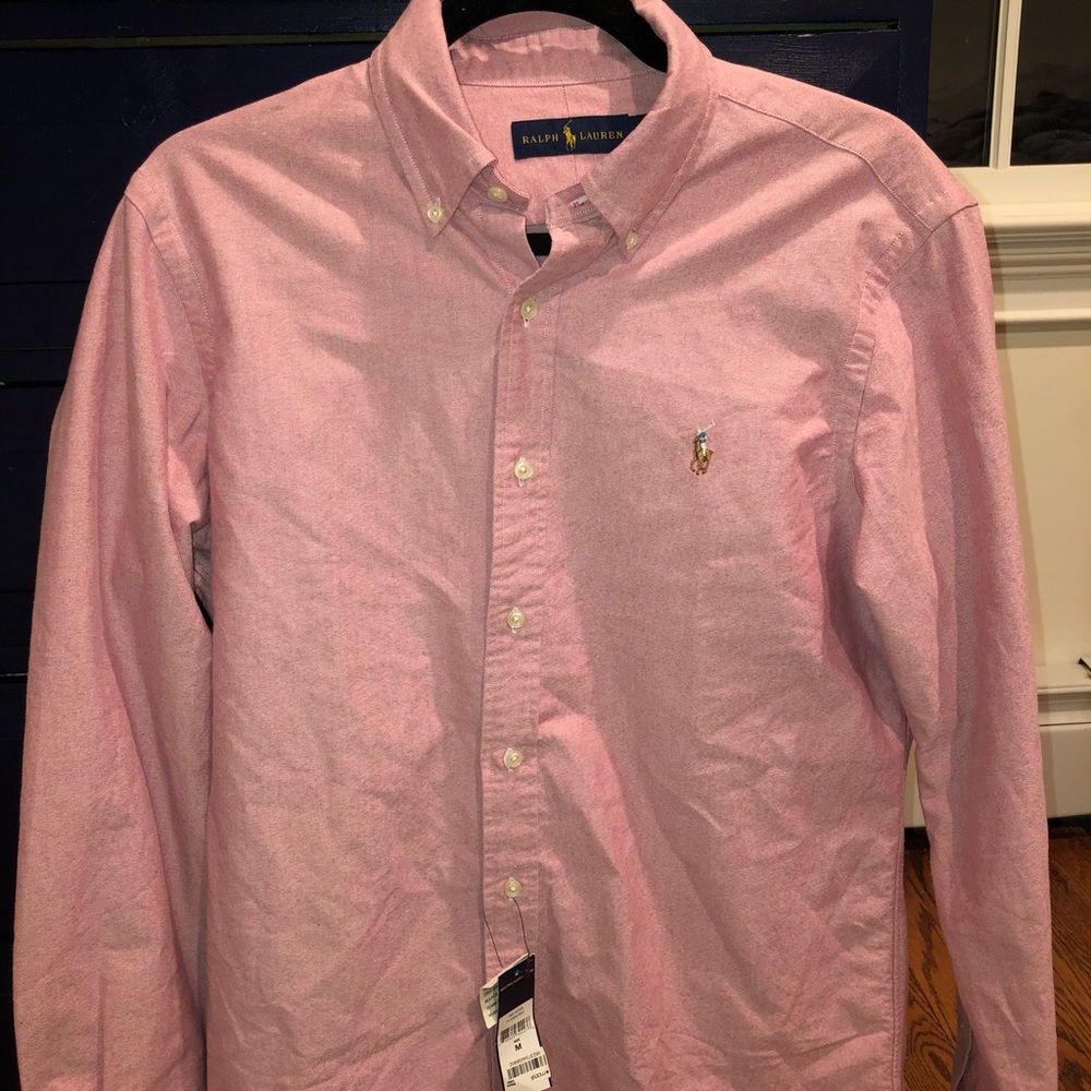 Salmon colored Ralph Lauren button down shirt